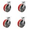 Service Caster 12'' Heavy Duty Red Poly on Cast Iron Caster Set with Brake and Swivel Lock, 4PK CRAN-SCC-KP92S1230-PUR-RS-SLB-BSL-4 - alternate 1